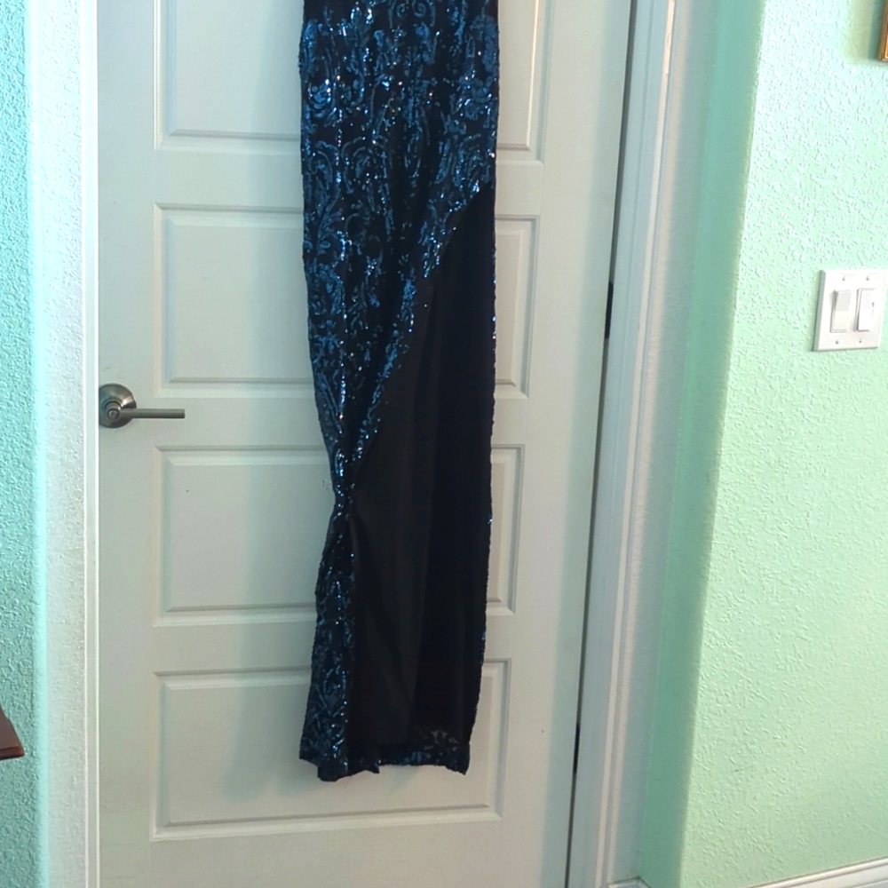 Azalea Formal High Slit Sequin Prom Dress HTF 🔵 & black - Picture 5 of 14
